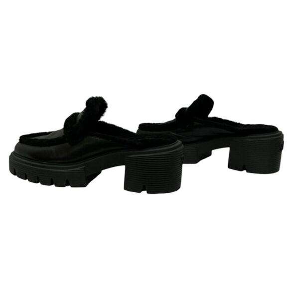 Stuart Weitzman Soho Chill Suede Shearling Loafer Mule Black 9.5B Platform - Picture 7 of 12